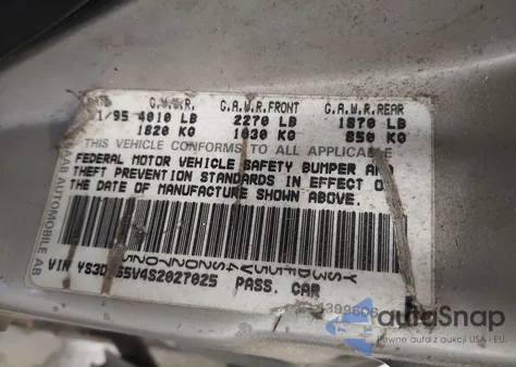 1995 Saab 900 Se z USA, uszkodzony, nr VIN YS3DF55V4S2027025